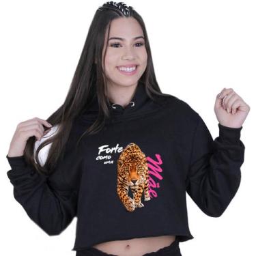 Imagem de Cropped Moletom Feminino Estampado com Capuz Presente Dia Das Mães - L