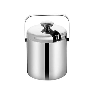 Imagem de Balde de gelo para festas Baldes de gelo - Baldes de gelo para festas, balde de gelo com isolamento de aço inoxidável de parede dupla com tampa, alça de pinça, recipiente de gelo, balde de vinho