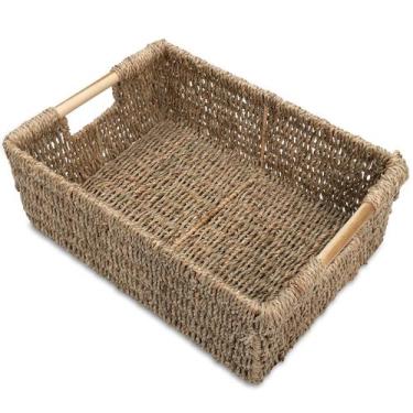 Imagem de Cesta de vime VATIMA de ervas marinhas retangulares grandes 40x27x14cm