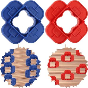 Imagem de 8 pacotes 4 em 1 ferramenta espaçadora de deck multitamanho (5/81.3 cm, 3/40.6 cm, 1/10.2 cm, 5/40.6 cm) para tábua de decks composto, PVC, madeira e tratada por pressão, ferramenta fácil de usar