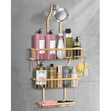 Imagem de Shower Caddy Hanging MSAICOE Never Rust com cesta de sabonete dourada