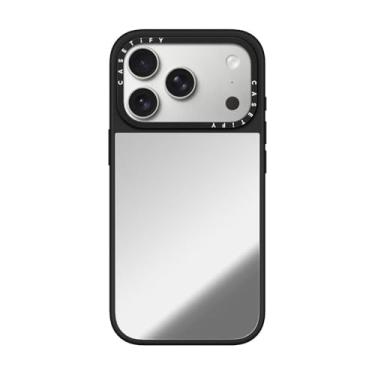 Imagem de CASETiFY Capa para iPhone Pro Espelho [Refletido/Compatível com MagSafe / Proteção Contra Queda de 1,5 m] - Prata no Preto