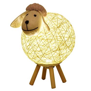 Imagem de Luz noturna de LEDs de dimerização para crianças Design de bola de fios de ovelha fofa tecida à mão Abajur abajur da lua Abajur do berçário USB luz noturna do bebê para o quarto da casa decoração