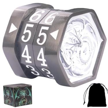 Imagem de MTG Life Counter MTG Metal MTGs Commander Life Counter Wheel, No Installation Required Gift Box Packaging Suitable for Board Games, Card Games, Compatible with MTGs and TTRPG(Black Nickel_White)