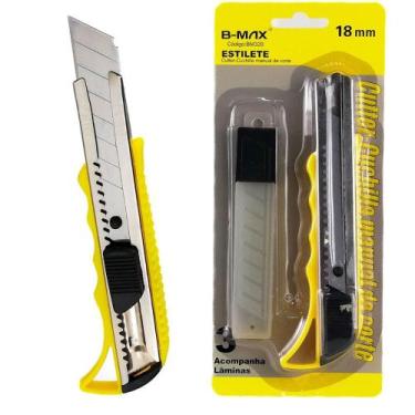 Imagem de Estilete Profissional Metal 18mm Com Trava + 03 Laminas Extras