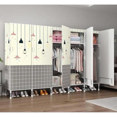 Imagem de Guarda-roupas De Lona Para Quarto - Cabideiro De Metal Com Vara De Pendurar Organizador De Roupas - Prateleiras De Armazenamento Para Armário De Quarto, 3, 125x50x172cm