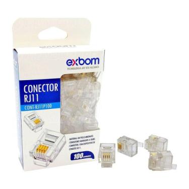 Imagem de Conector RJ11 4P4C 4 Vias Suporta PABX e Linha Convencional de Telefon