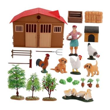 Imagem de MERIGLARE Conjunto de figuras de animais de fazenda Conjunto de brinquedos de animais de fazenda Brinquedos educativos simulados Brinquedos de celeiro para