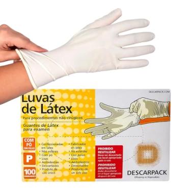 Imagem de Luvas de Látex com Pó Bioabsorvível, Não Estéril, Descartável, Procedimento para Uso Médico e Laboratorial - Cx. c/ 100 Tamanho P - Descarpack