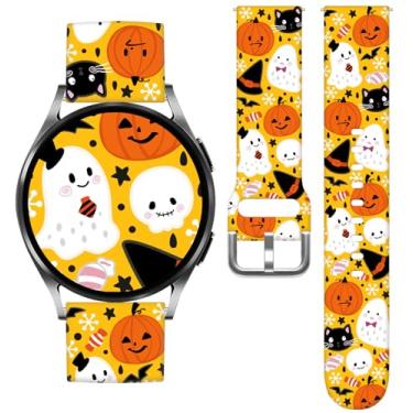 Imagem de Vieeki Pulseiras femininas de relógio Halloween Pumpkin compatíveis com Samsung Galaxy Watch 7, 6, 5, 4, 5 Pro (45 mm), 4 Classic (46 mm)/3 (41 mm)/Active 2, pulseira de silicone de substituição com