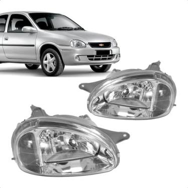 Imagem de Farol Carcaça Cinza Lado Direito LD Compatível Corsa 2000 a 2009 Substituição Automotiva Encaixe Preciso Acabamento Resistente Iluminação Segura Instalação Prática