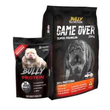 Imagem de Ração Super Premium Game Over 20kg + Suplemento Bully Protein 1,2Kg  F