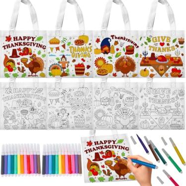 Imagem de WPDISCZ 20 peças de sacolas de presente para colorir no feriado de Ação de Graças com canetas de tinta (24 peças)