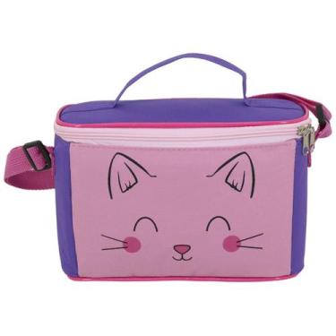 Imagem de Lancheira Térmica Infantil Gatinho Rosa Escolar Limpa Fácil - D'Lui