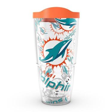 Imagem de Tervis NFL Miami Dolphins - Copo de viagem com isolamento térmico de parede dupla feito nos EUA, mantém as bebidas frias e quentes, 680 g,