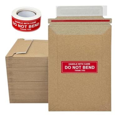 Imagem de Neehows Pacote com 100 envelopes de papelão de 12,7 x 17,5 cm, envelopes de envio de envelopes fotográficos finos para cartões colecionáveis com etiquetas "DO NOT BEND", envelope pequeno de documentos