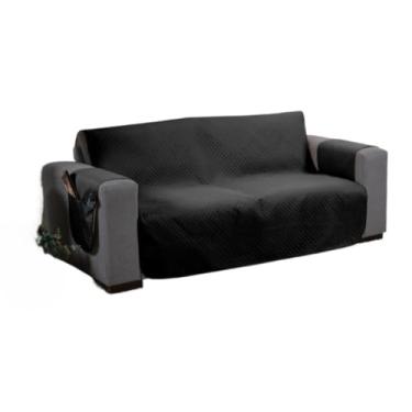 Imagem de Capa Para Sofá RetráTil 2 E 3 Lugares (1,00-2,20m) – Protetor ReclináVel Matelado Com Porta Objeto(Preto,4 Lugares (2,20m))