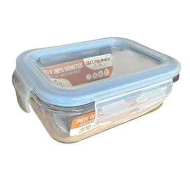 Imagem de Pote de Vidro Hermético Retangular com Divisória e Tampa com Trava, Transparente, Recipiente para Alimentos (370 ML)