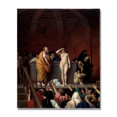 Imagem de NHLDZYH Imagem natureza em tela, (o mercado de escravos em Roma) de Jean Leon Gerome, reprodução de quadros, quadro de arte de parede de tela para casa. 80 x 96 cm Só tela