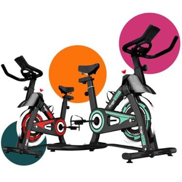 Imagem de Bicicleta Spinning Ergométrica Grande Academia Gym Fitness Exercício Semi Profissional com Monitor Suporte Garrafa Batimento Cardíaco até 150kg 1,90m Vermelho/Azul-Turquesa - Lojas Tahara (Preto com Vermelho)