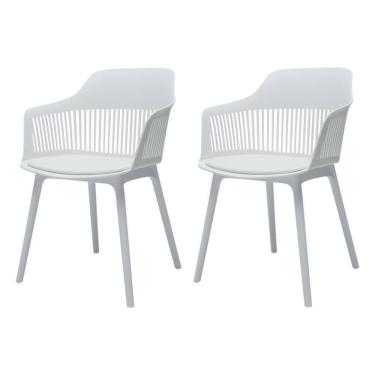 Imagem de Kit 2 Cadeiras Polipropileno Marcela Branca Cozinha Jantar