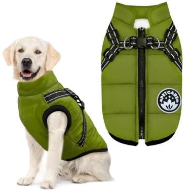 Imagem de PETCARE Casaco de inverno para cães com arnês embutido à prova d'água, colete de lã quente para cachorro à prova de vento, jaqueta de neve refletiva para cachorros, pequenos, médios e grandes, gatos
