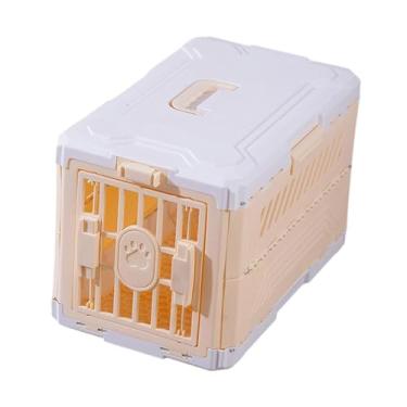 Imagem de Gralara Caixa de transporte para gatos e cachorros, dobrável, para viagem, para gatos, cachorros pequenos, gatinhos e filhotes, Café Branco
