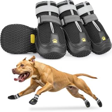 Imagem de LUCKYPAW Sapatos de cachorro para cães grandes e médios, botas respiráveis para pavimento quente, protetores de pata para o verão, caminhada, inverno, neve, ao ar livre, botas refletoras