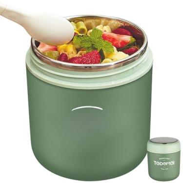 Imagem de Pote Térmico Com Colher Para Alimentos, Pote Marmita, Recipiente Térmico para Frutas e Sopa Em Aço Inox 530ml Conserva 8h Quente Frio BPA Free (Verde)
