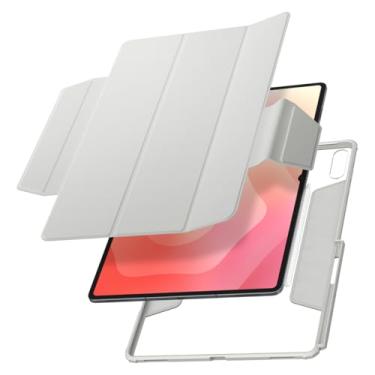 Imagem de Spigen Capa magnética removível Air Skin Pro para Galaxy Tab S11 Ultra (2025), com parte traseira transparente transparente e suporte para lápis, cinza