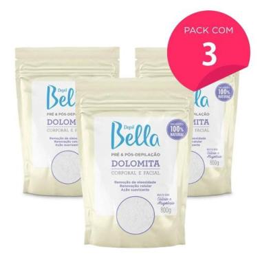 Imagem de Kit 3 Dolomita Pré e Pós Depilação Depil Bella 800g