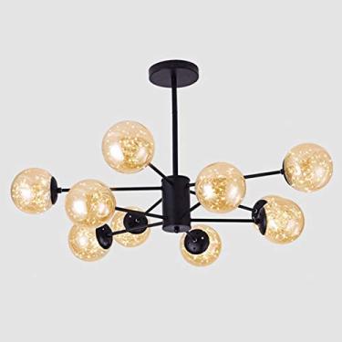 Imagem de Lustres de cristal de luxo, lustre preto LED Lustre industrial Luminárias de teto modernas de meados do século Luminária de teto suspensa Gypsophila