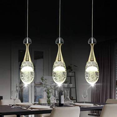 Imagem de Luminária pendente LED de cristal para sala de jantar, luminária pendente criativa para mesa de jantar, design moderno, lustre redondo para estudo, escritório, quarto, loft, cozinha, altura