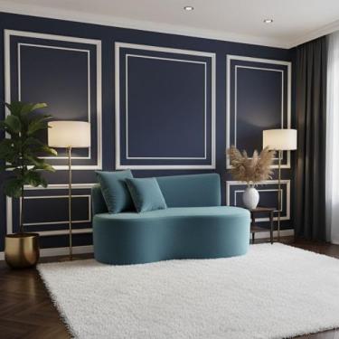 Imagem de Sofá Decorativo Curvo Orgânico Nature Gaia Veludo Azul Turquesa - Mont