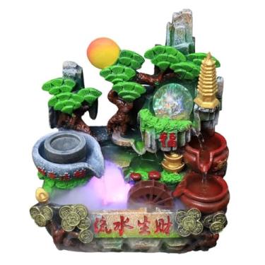 Imagem de XFNVXC Fonte decorativa interna de mesa, fonte de jardim ornamental criativa, ornamentos de água fluindo para escritório, mesa, bonsai, acessórios para casa, fonte de jardim ornamental para casa