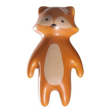 Imagem de CXYFQUUK Puxadores de gaveta de cerâmica com desenho animado puxador de porta de móveis 2 peças (raposa)