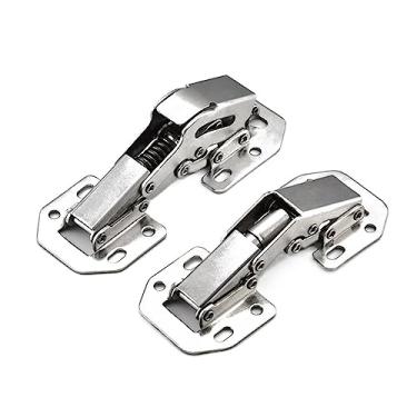 Imagem de Dobradiças de móveis 90 graus sem furo dobradiça de armário mola macia fechar ferragens de porta de armário com parafusos 10 peças (tipo normal de 7,6 cm)