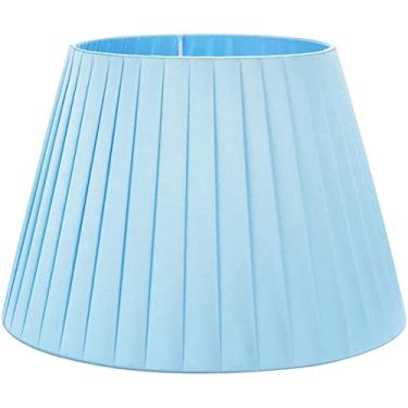 Imagem de Abajur simples de cor sólida, cortinas de tecido azul de seda tradicional e clássica usadas na base E27 R luminária de mesa lustre luzes de piso, 30 cm