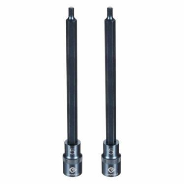 Imagem de HARFINGTON 2 soquetes hexagonais de impacto de 1/5.1 cm H5 (5 mm) de comprimento métrico 20.3 cm S2 soquetes de aço de 6 pontos para adaptador de furadeira elétrica, azul