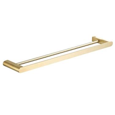 Imagem de Suporte de toalha de aço inoxidável Toalheiro duplo suporte de toalha de banheiro barra de toalha de cozinha com gancho toalheiro toalheiro/dourado