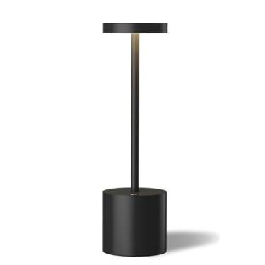 Imagem de Luminária de Mesa Retro Industrial, Luz de Notinha, Toque 3 Cores e Dimmer Suave, Recarregável, para Quarto/Headboard/Bar/Decoração - Preto