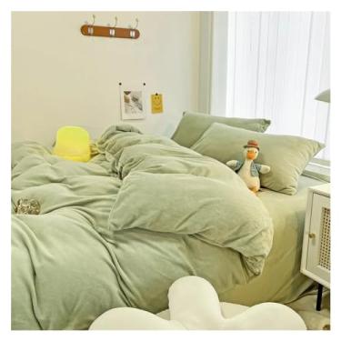 Imagem de Jogo de cama de 3 peças de veludo de leite de cor sólida, conjunto de capa de edredom de veludo quente espesso de inverno (1 California King)
