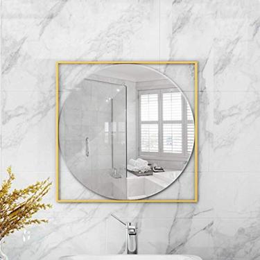 Imagem de Espelho de banheiro montado na parede espelho penteadeira ouro s grande metal moderno e maquiagem para sala de estar quarto 40 cm (15,7 polegadas)