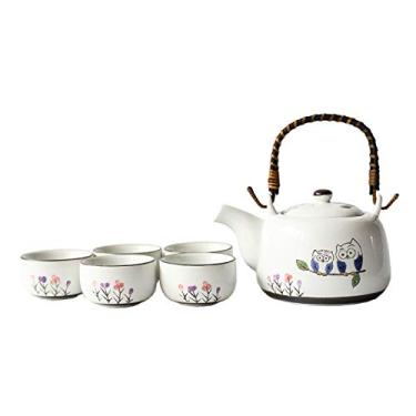 Imagem de Conjuntos de chá de viagem conjuntos de chá de porcelana para serviço de chá chinês bule de chá com infusor e 4 xícaras de chá