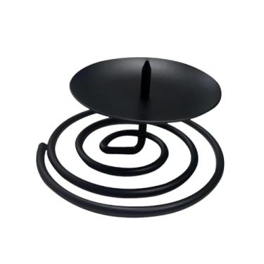 Imagem de IEUDNS Suporte de Vela Suporte de Vela Estável Peça Central Elegante Decorativo Candelabro Castiçal Suporte para Decoração Celebração Bar, Preto