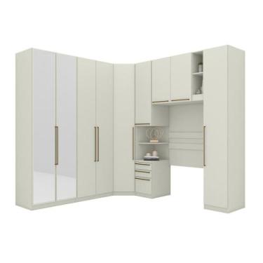 Imagem de Quarto Modulado Casal 9 Portas 3 Gavetas Canto Oblíquo Areia - Henn