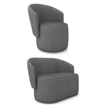 Imagem de Sofá Namoradeira e Poltrona Orgânica para Sala Malu Sintético Grafite M11 - D'Rossi