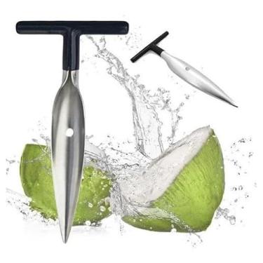 Imagem de Kit 1 Abridor de Coco de Inox 16,5cm. Ideal para Cocos Verdes e Marrons Frescos Descascados Abre Fácil Seguro e Rápido(1)