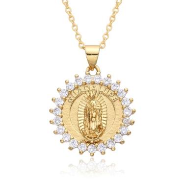 Imagem de Evena Colar de cruz hipoalergênico banhado a ouro 18 K com pingente, Medium, Latão, Sem Pedra Preciosa