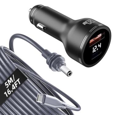 Imagem de daboot Mini cabo Starlink + adaptador de isqueiro de carro PD120W 12-48V com porta USB A e tipo C e voltímetro, cabo de alimentação USB C para CC de 16 AWG, acessórios Starlink Mini (5 m)
